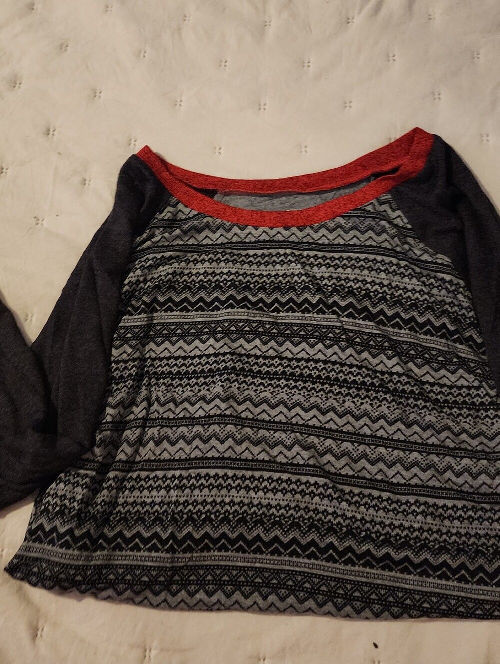 Maurices Girls' Long Sleeve Raglan Top - Black, Gray & Red